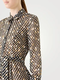 Belted Shirt Dress Polka Dot Print
