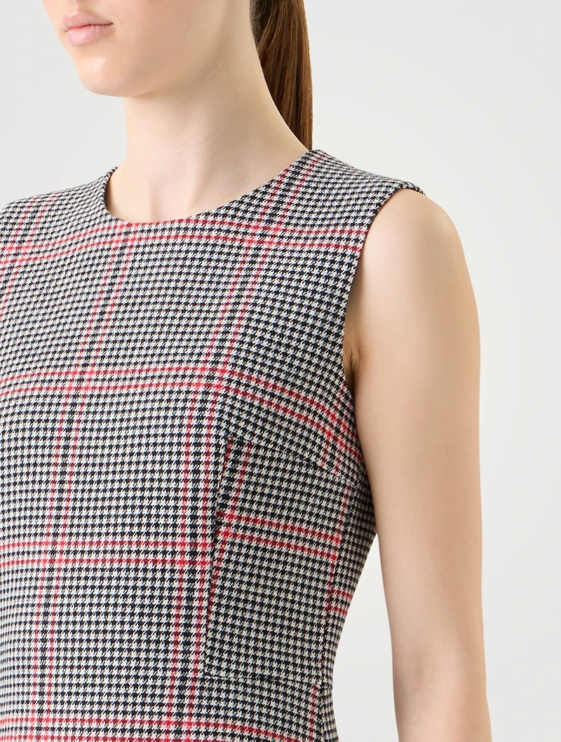 Asymmetric Wool Dress Houndstooth Print