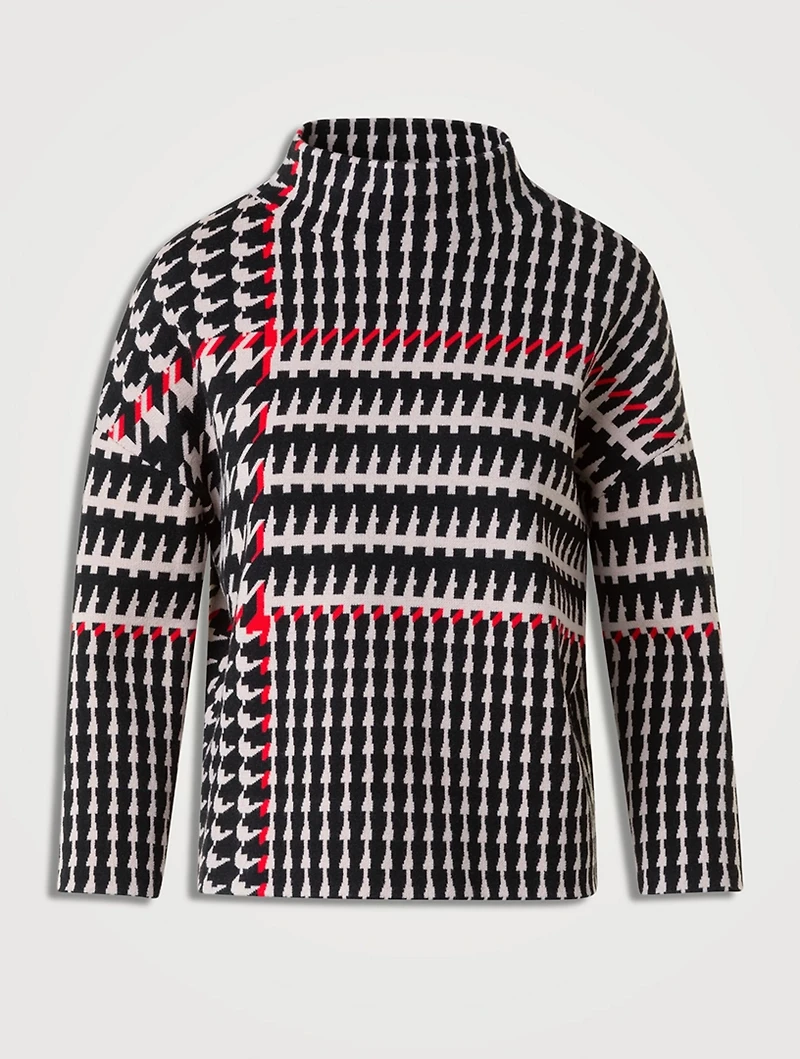 Mockneck Top Glen Check Print