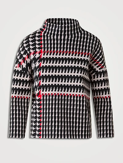 Mockneck Top Glen Check Print