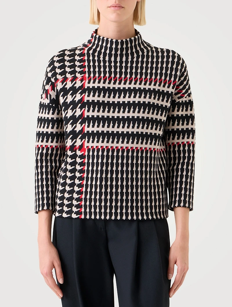 Mockneck Top Glen Check Print