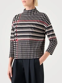 Mockneck Top Glen Check Print