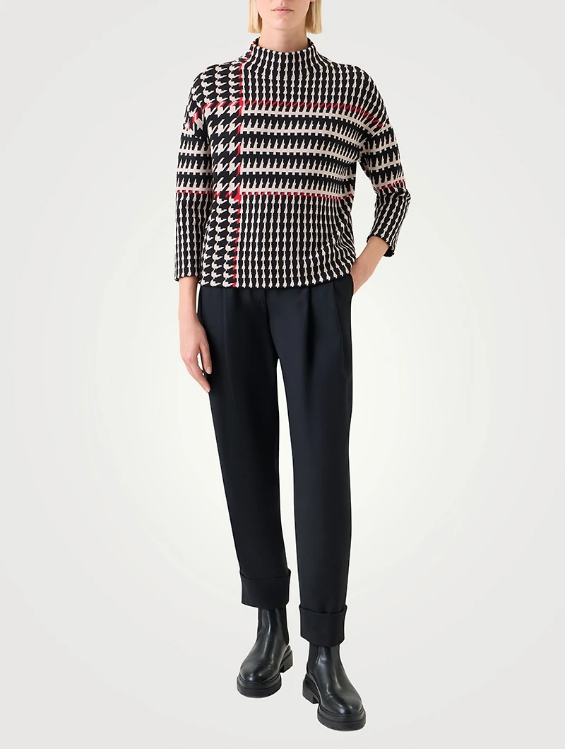 Mockneck Top Glen Check Print