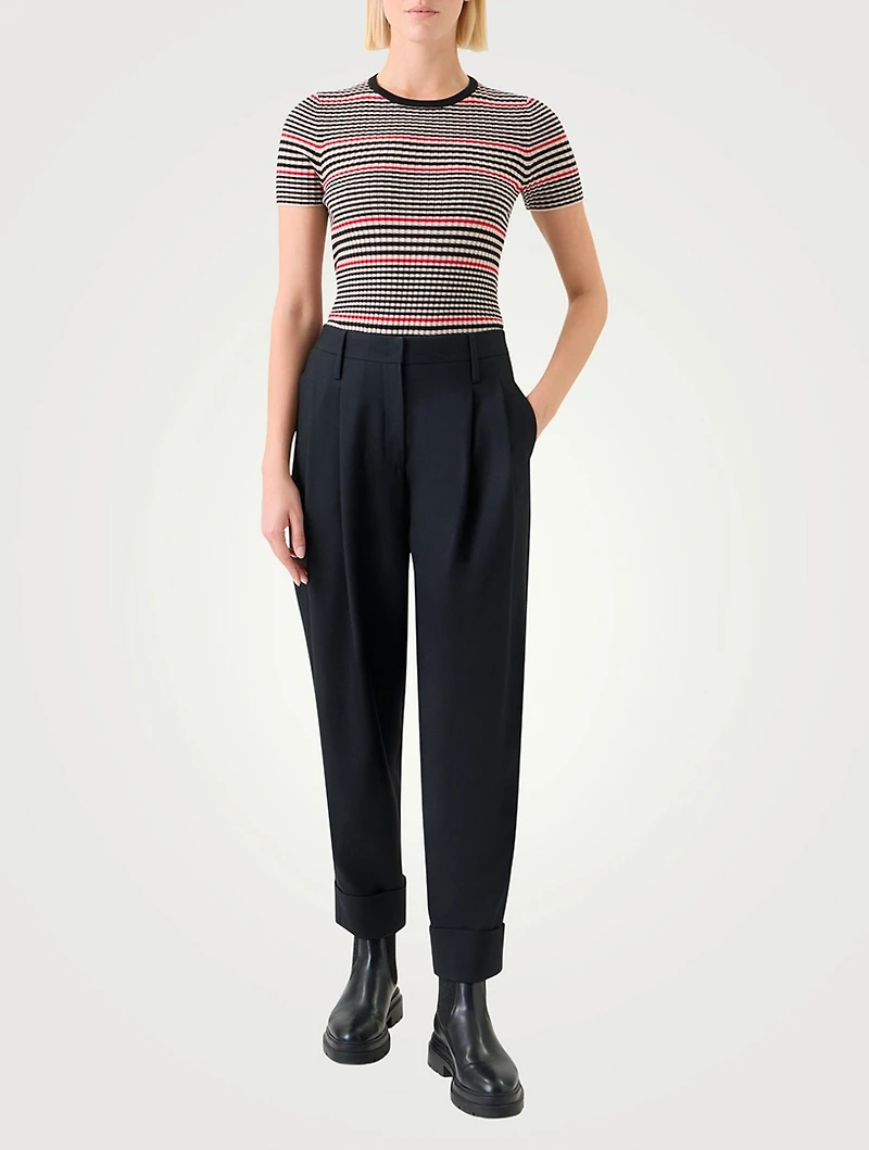 Short-Sleeve Wool Sweater