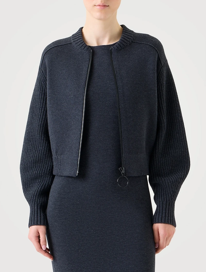 Milano Knit Zip-Front Cardigan