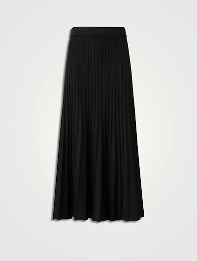 Pleated Wool Midi Skirt