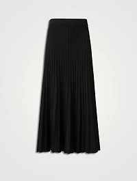 Pleated Wool Midi Skirt