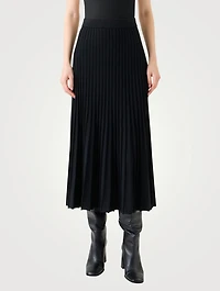Pleated Wool Midi Skirt
