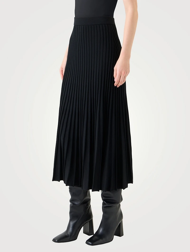 Pleated Wool Midi Skirt