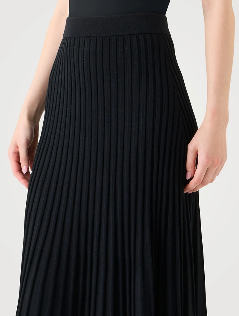 Pleated Wool Midi Skirt