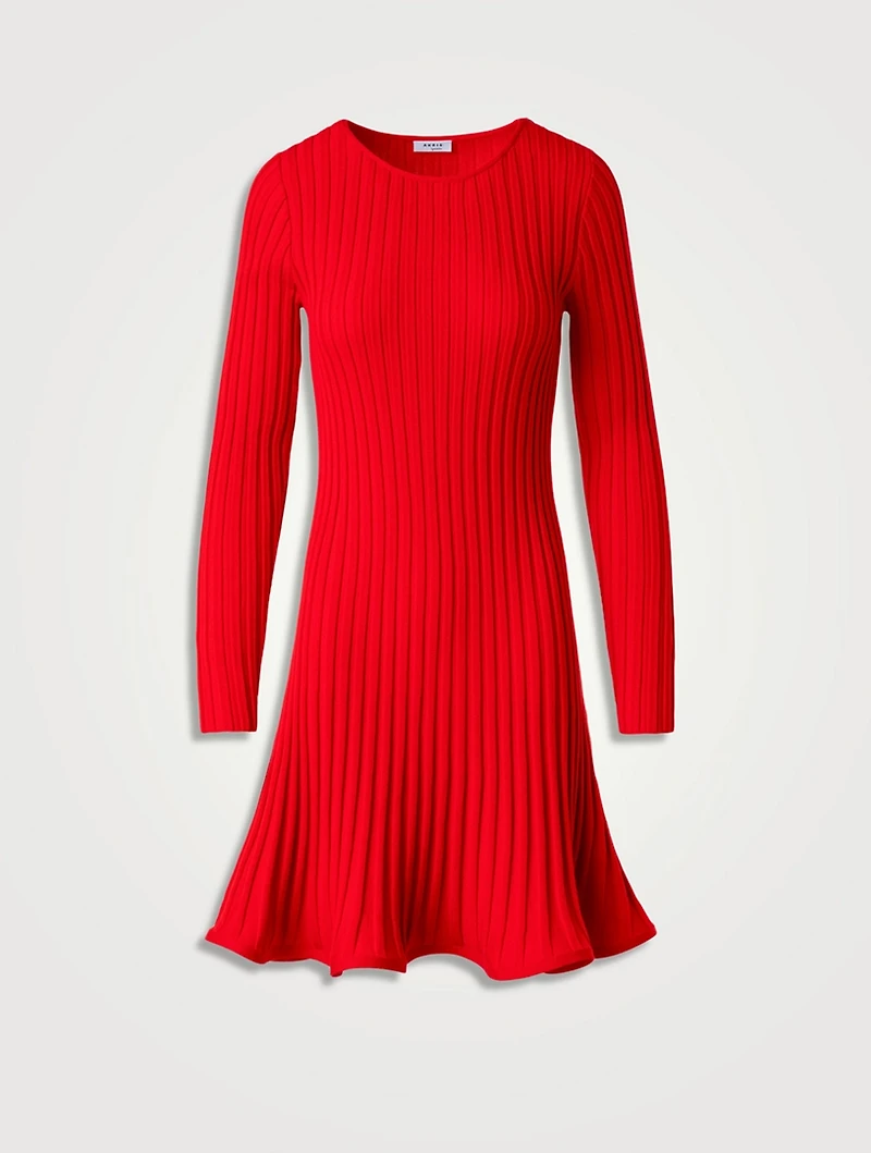 Rib-Knit Wool Mini Dress