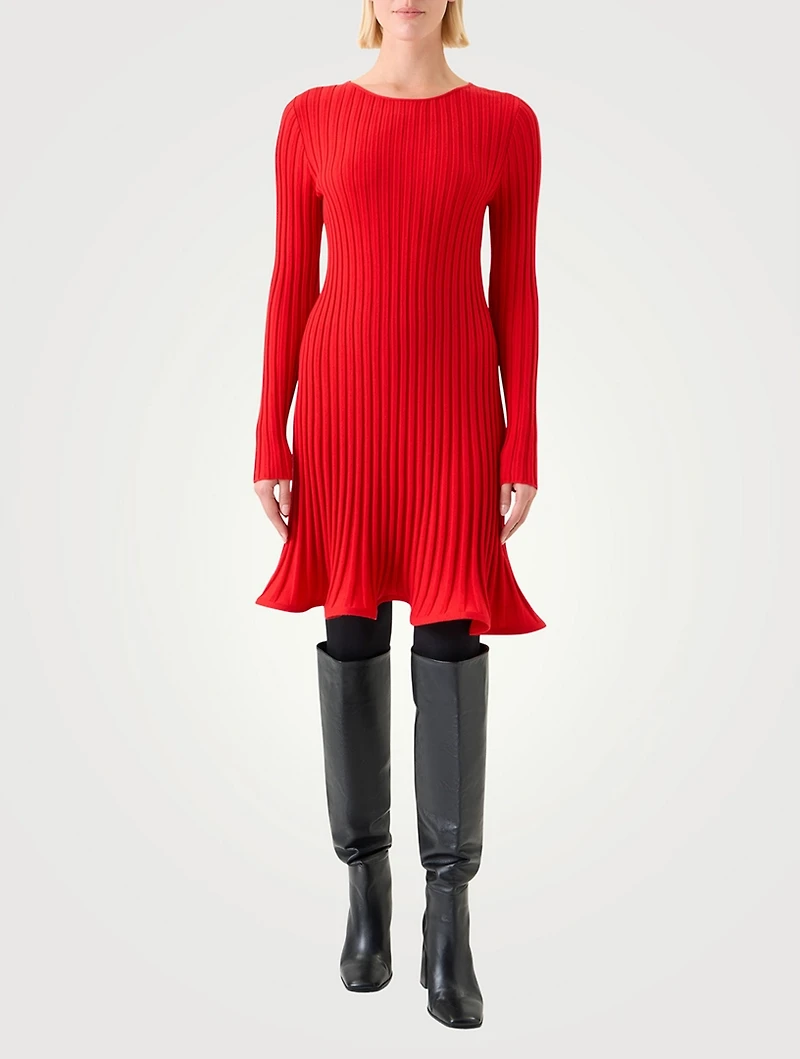 Rib-Knit Wool Mini Dress