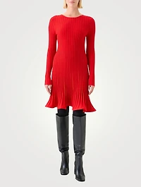 Rib-Knit Wool Mini Dress