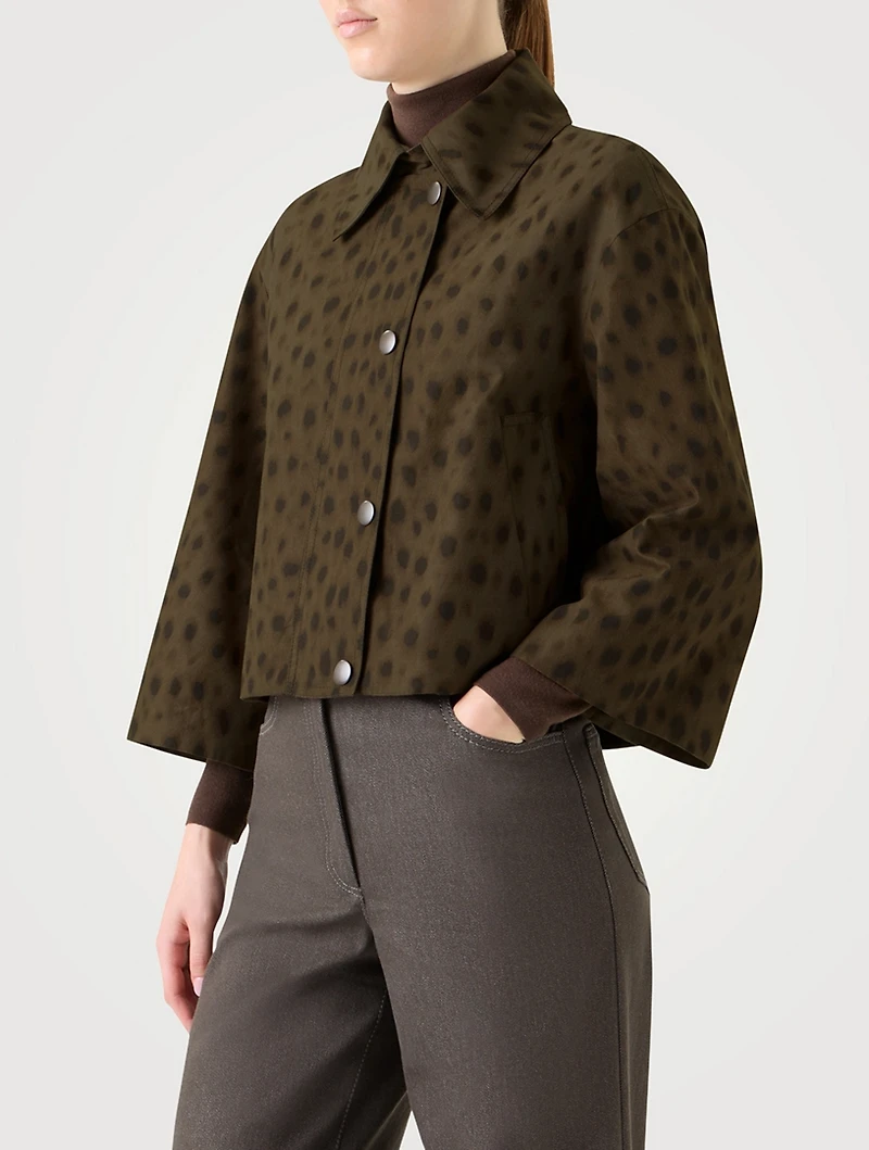 Techno Gabardine Jacket Leopard Print