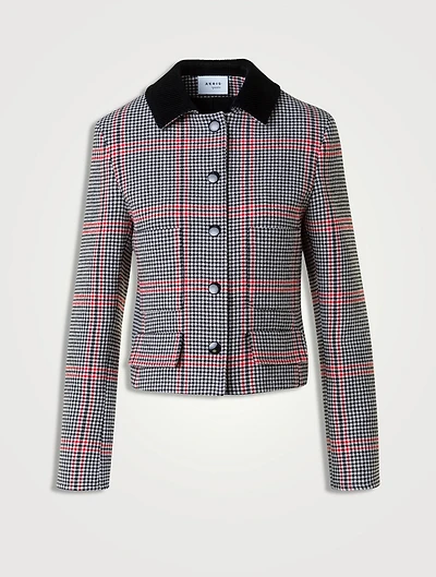 Wool Jacket Houndstooth Print