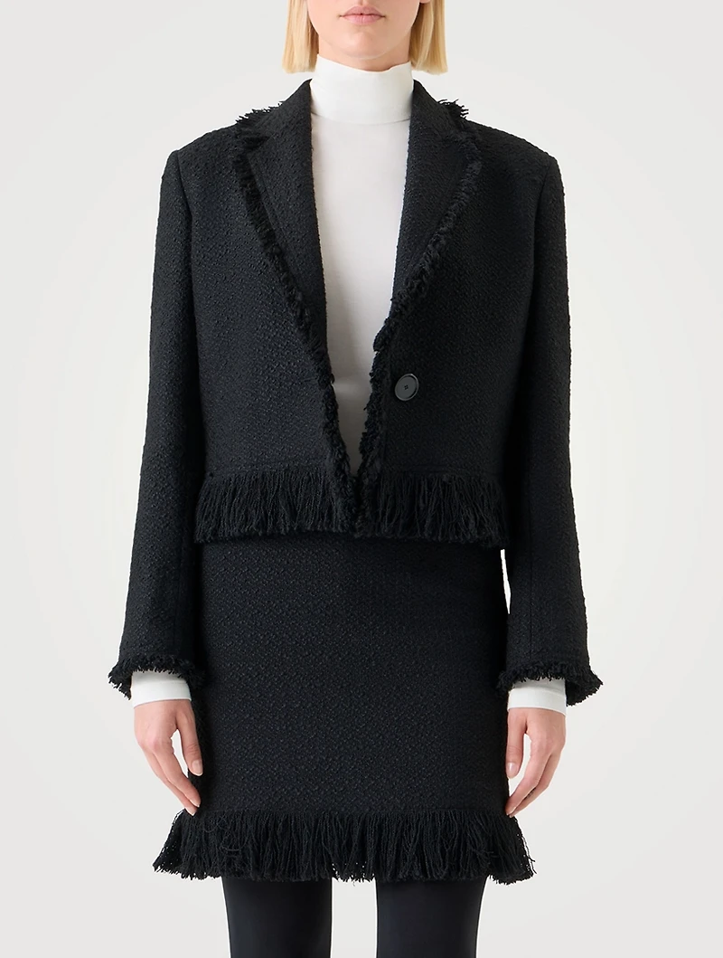 Fringe-Trimmed Tweed Jacket