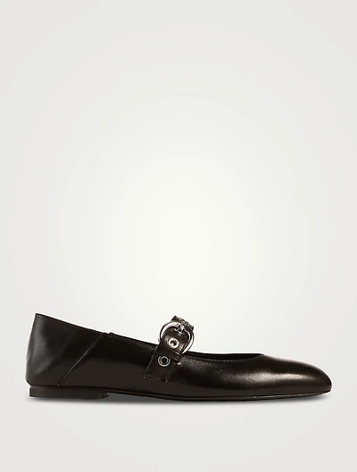Supermoto Leather Mary Jane Ballet Flats