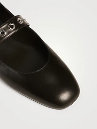 Supermoto Leather Mary Jane Ballet Flats