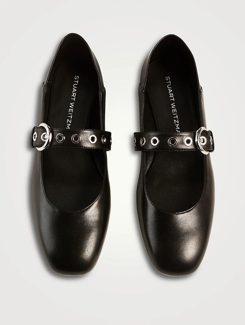Supermoto Leather Mary Jane Ballet Flats