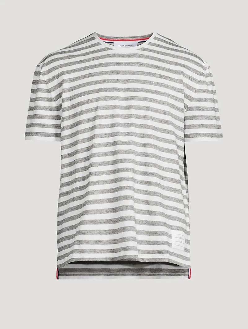 Striped Stretch Linen Jersey Ringer T-Shirt