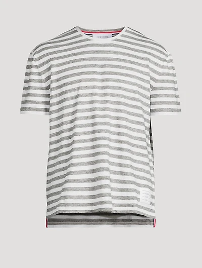 Striped Stretch Linen Jersey Ringer T-Shirt