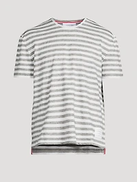 Striped Stretch Linen Jersey Ringer T-Shirt