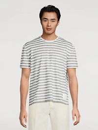 Striped Stretch Linen Jersey Ringer T-Shirt