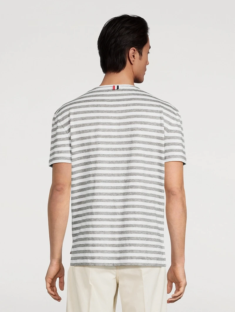 Striped Stretch Linen Jersey Ringer T-Shirt