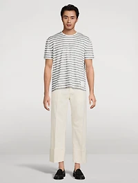Striped Stretch Linen Jersey Ringer T-Shirt