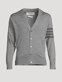 4-Bar Wool V-Neck Cardigan