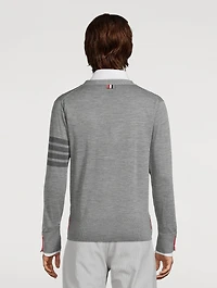 4-Bar Wool V-Neck Cardigan