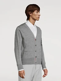 4-Bar Wool V-Neck Cardigan