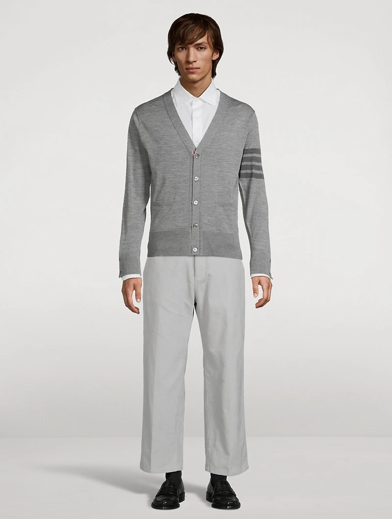 4-Bar Wool V-Neck Cardigan