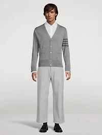 4-Bar Wool V-Neck Cardigan