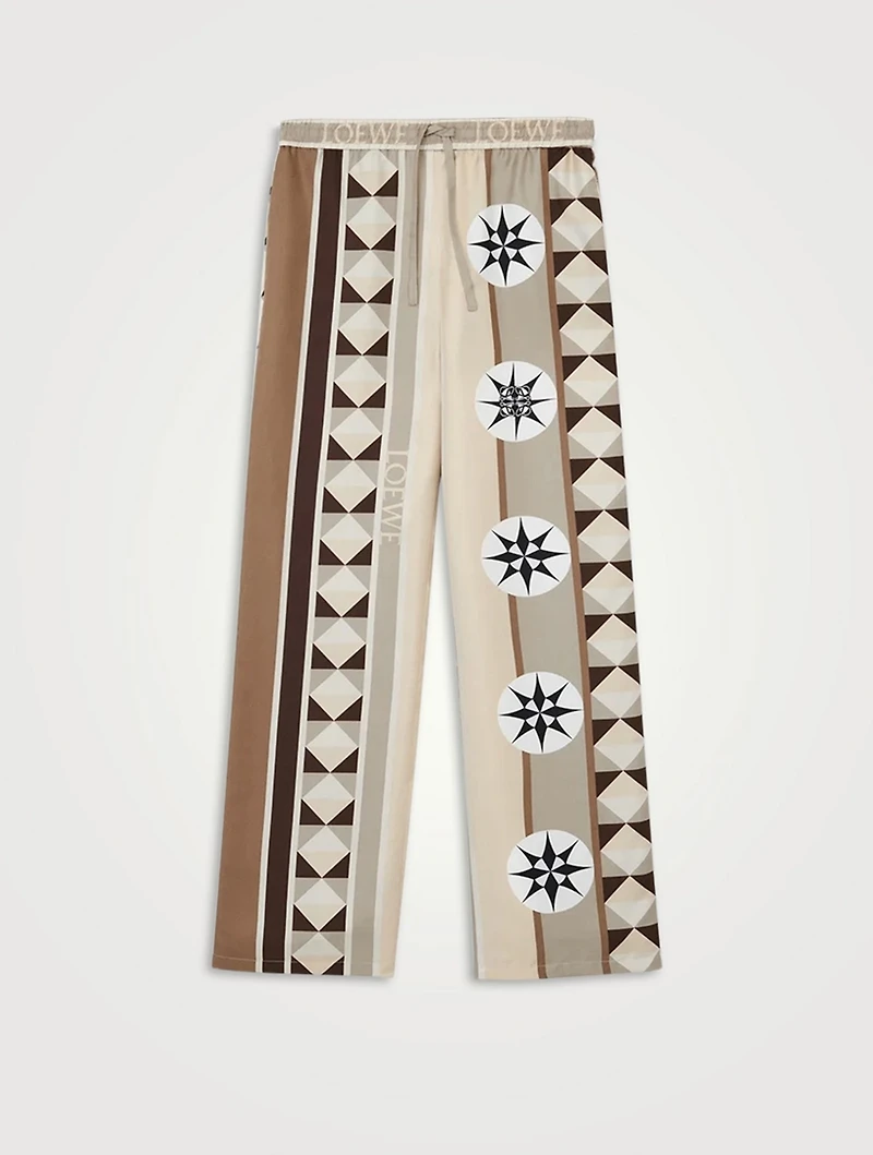 Loewe x Paula's Ibiza Silk Pajama Pants Compass Print