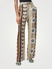 Loewe x Paula's Ibiza Silk Pajama Pants Compass Print