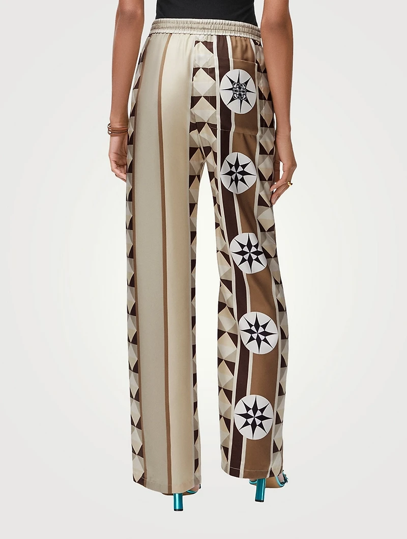 Loewe x Paula's Ibiza Silk Pajama Pants Compass Print