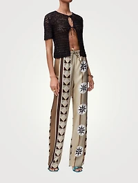 Loewe x Paula's Ibiza Silk Pajama Pants Compass Print