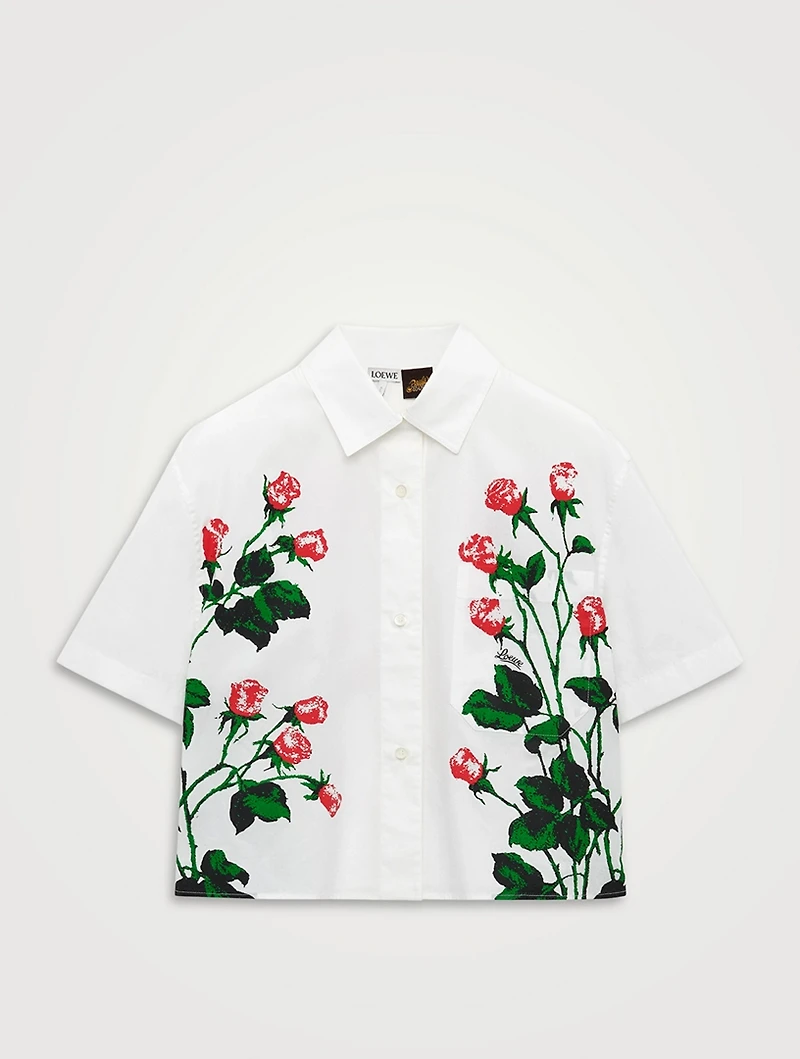 Loewe x Paula's Ibiza Cropped Poplin Shirt Rose Print