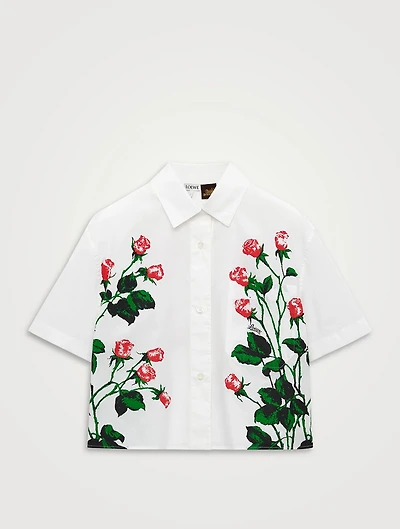Loewe x Paula's Ibiza Cropped Poplin Shirt Rose Print