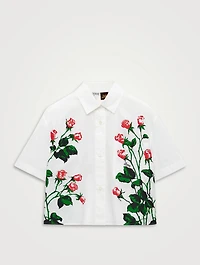 Loewe x Paula's Ibiza Cropped Poplin Shirt Rose Print