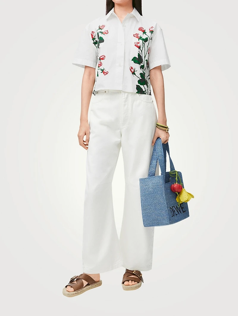 Loewe x Paula's Ibiza Cropped Poplin Shirt Rose Print