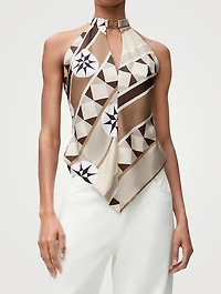 Loewe x Paula's Ibiza Silk Halter Top Compass Print