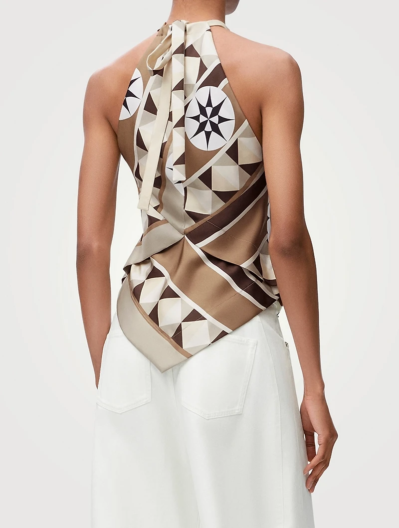 Loewe x Paula's Ibiza Silk Halter Top Compass Print