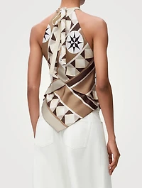Loewe x Paula's Ibiza Silk Halter Top Compass Print
