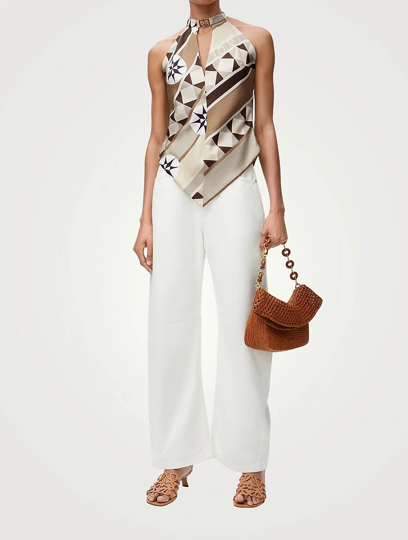Loewe x Paula's Ibiza Silk Halter Top Compass Print
