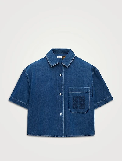 Loewe x Paula's Ibiza Anagram Cropped Denim Shirt