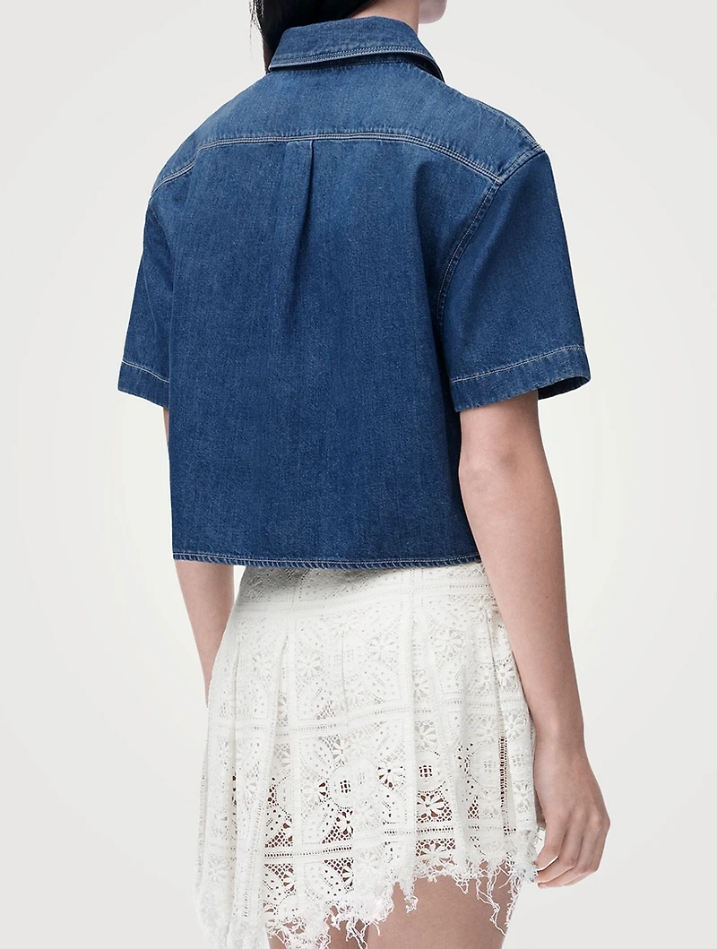Loewe x Paula's Ibiza Anagram Cropped Denim Shirt