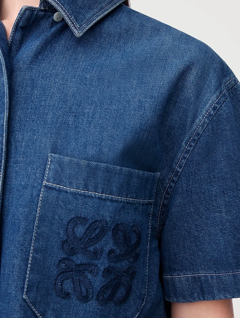 Loewe x Paula's Ibiza Anagram Cropped Denim Shirt