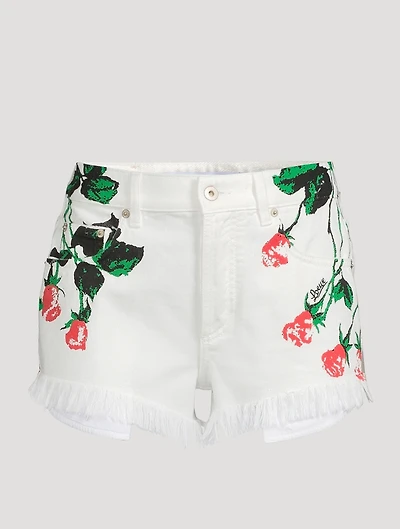 Loewe x Paula's Ibiza Denim Shorts Rose Print